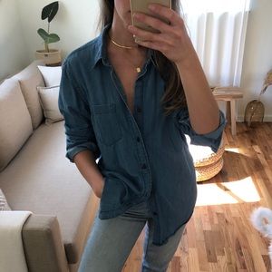 Oversized Zara button-down chambray shirt